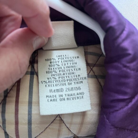 LLBean, Women's Quilted Riding Jacket, Deep Purple, Large - Picture 7 of 7